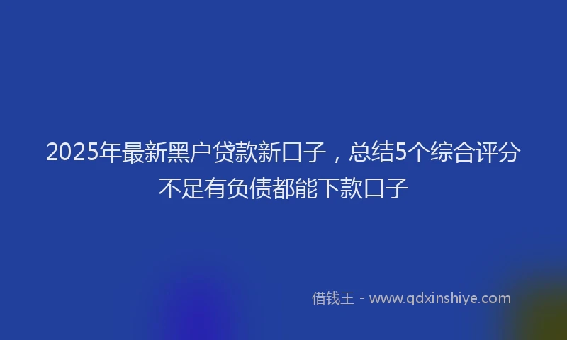 2025年最新黑户贷款新口子，总结5个综合评分不足有负债都能下款口子