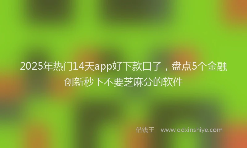2025年热门14天app好下款口子，盘点5个金融创新秒下不要芝麻分的软件