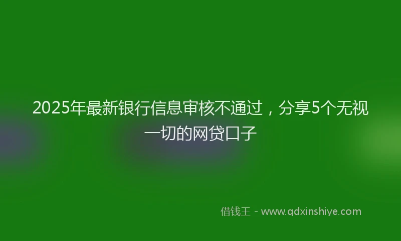 2025年最新银行信息审核不通过，分享5个无视一切的网贷口子