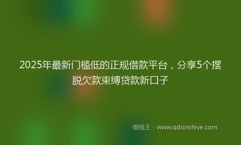 2025年最新门槛低的正规借款平台，分享5个摆脱欠款束缚贷款新口子