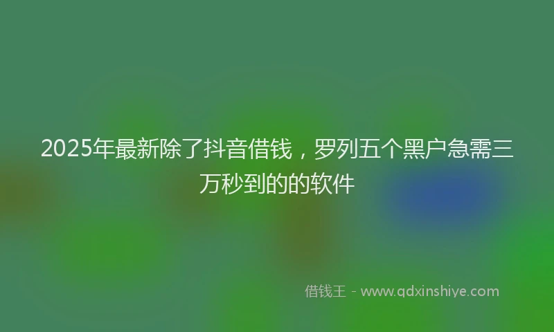 2025年最新除了抖音借钱，罗列五个黑户急需三万秒到的的软件