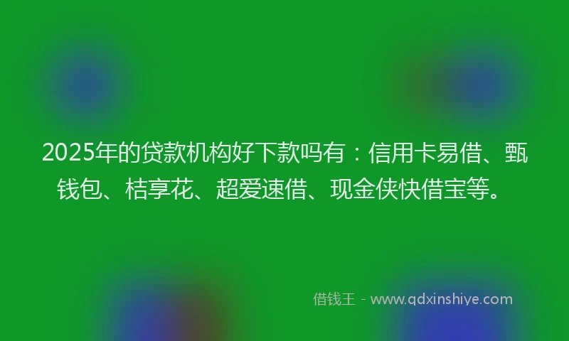 2025年的贷款机构好下款吗有：信用卡易借、甄钱包、桔享花、超爱速借、现金侠快借宝等。