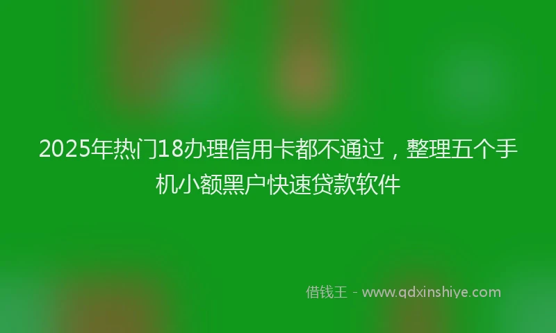 2025年热门18办理信用卡都不通过，整理五个手机小额黑户快速贷款软件