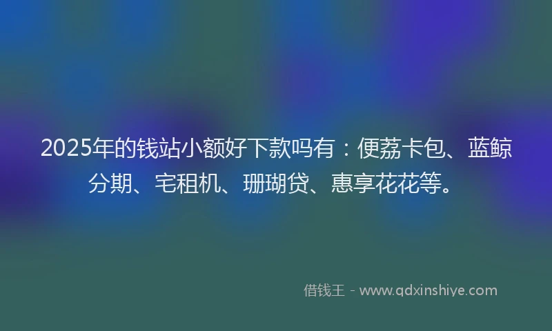 2025年的钱站小额好下款吗有：便荔卡包、蓝鲸分期、宅租机、珊瑚贷、惠享花花等。
