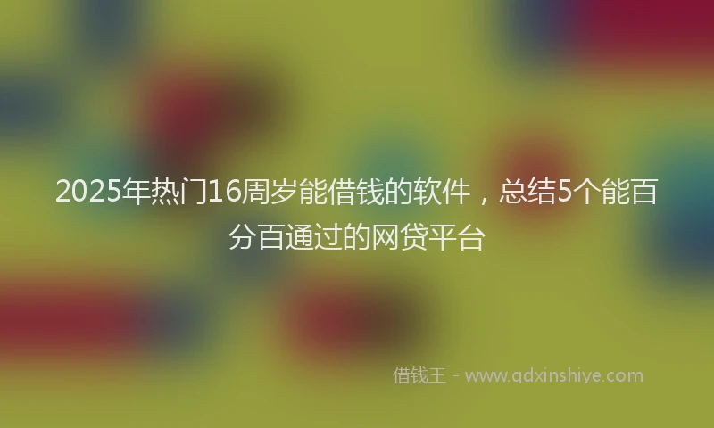 2025年热门16周岁能借钱的软件，总结5个能百分百通过的网贷平台