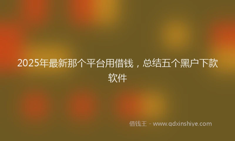 2025年最新那个平台用借钱，总结五个黑户下款软件