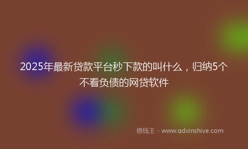 2025年最新贷款平台秒下款的叫什么，归纳5个不看负债的网贷软件