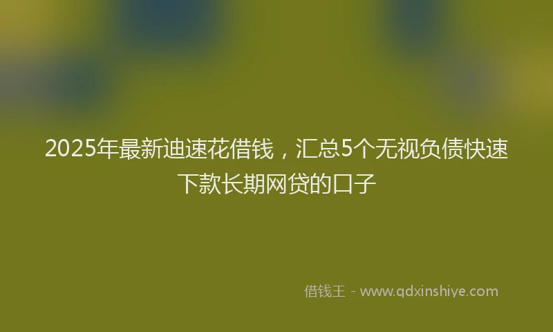 2025年最新迪速花借钱，汇总5个无视负债快速下款长期网贷的口子