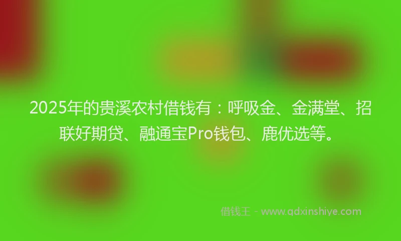 2025年的贵溪农村借钱有：呼吸金、金满堂、招联好期贷、融通宝Pro钱包、鹿优选等。