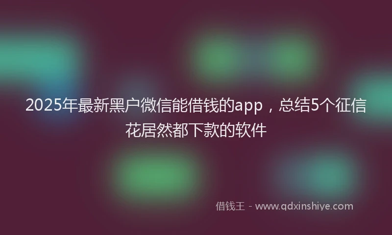 2025年最新黑户微信能借钱的app，总结5个征信花居然都下款的软件