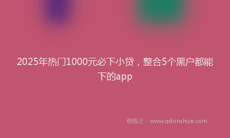 2025年热门1000元必下小贷，整合5个黑户都能下的app