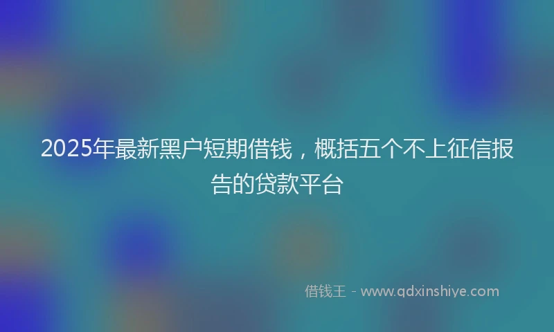 2025年最新黑户短期借钱，概括五个不上征信报告的贷款平台