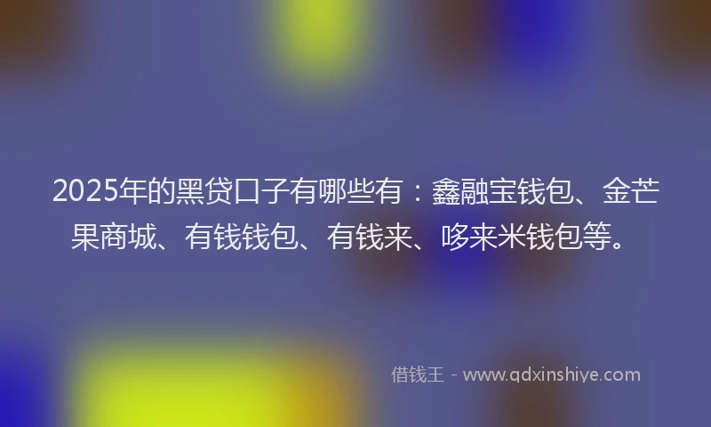 2025年的黑贷口子有哪些有：鑫融宝钱包、金芒果商城、有钱钱包、有钱来、哆来米钱包等。