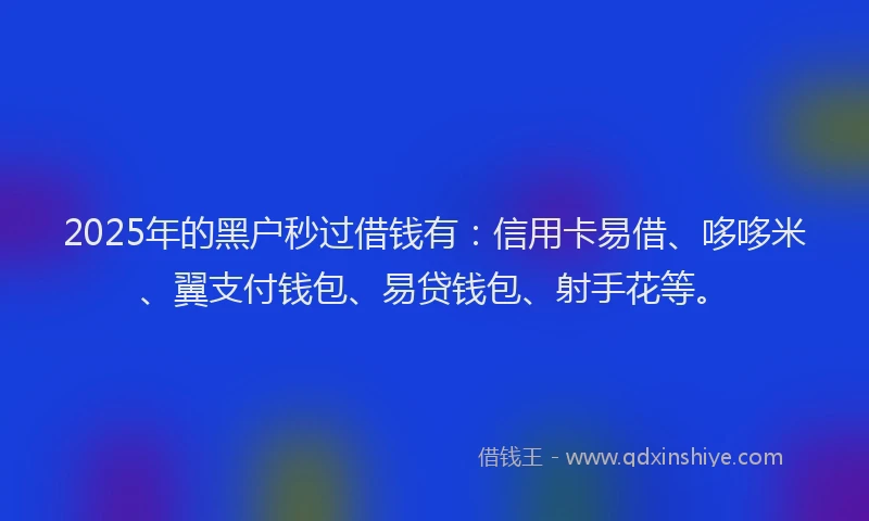 2025年的黑户秒过借钱有：信用卡易借、哆哆米、翼支付钱包、易贷钱包、射手花等。