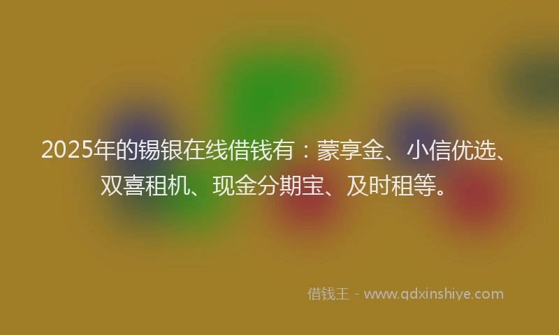 2025年的锡银在线借钱有：蒙享金、小信优选、双喜租机、现金分期宝、及时租等。