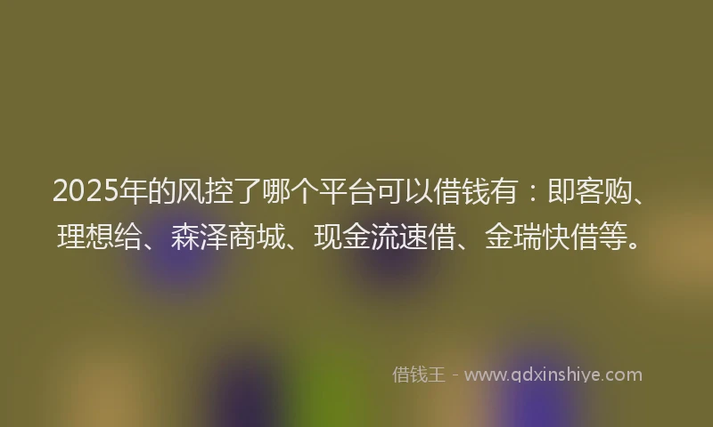 2025年的风控了哪个平台可以借钱有：即客购、理想给、森泽商城、现金流速借、金瑞快借等。