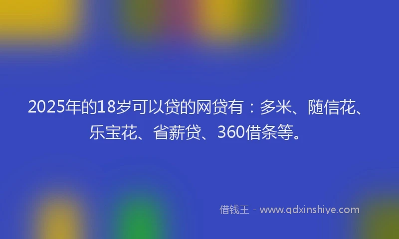 2025年的18岁可以贷的网贷有：多米、随信花、乐宝花、省薪贷、360借条等。