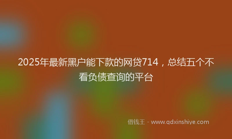 2025年最新黑户能下款的网贷714，总结五个不看负债查询的平台