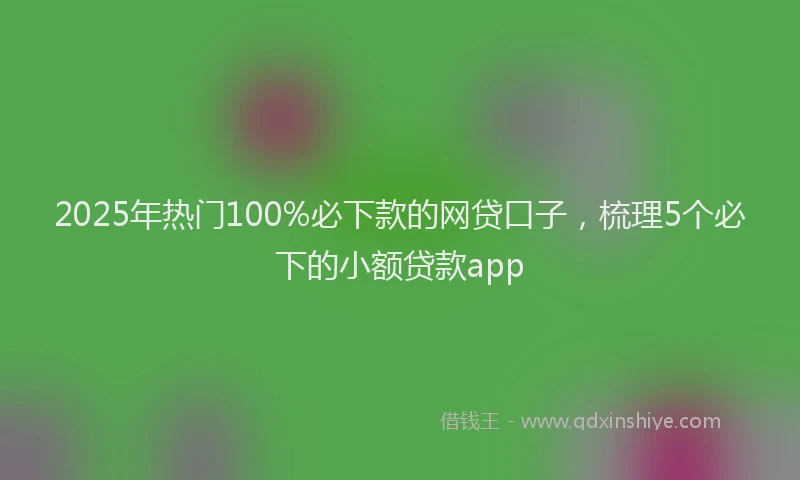 2025年热门100%必下款的网贷口子，梳理5个必下的小额贷款app
