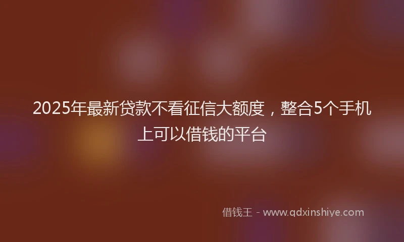 2025年最新贷款不看征信大额度，整合5个手机上可以借钱的平台