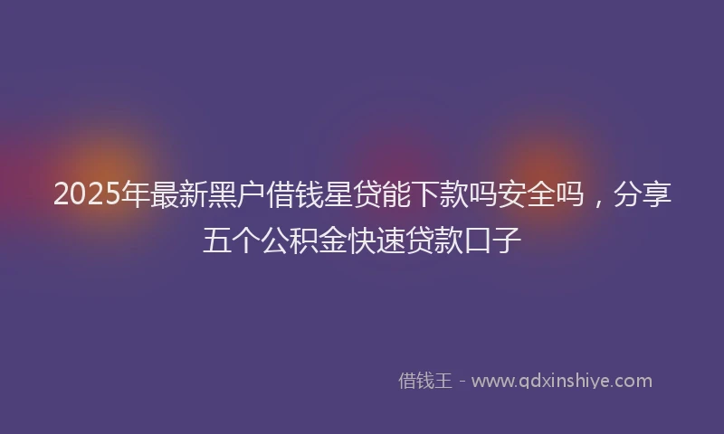 2025年最新黑户借钱星贷能下款吗安全吗，分享五个公积金快速贷款口子