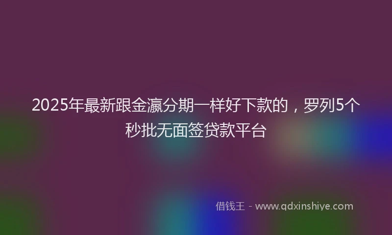 2025年最新跟金瀛分期一样好下款的，罗列5个秒批无面签贷款平台