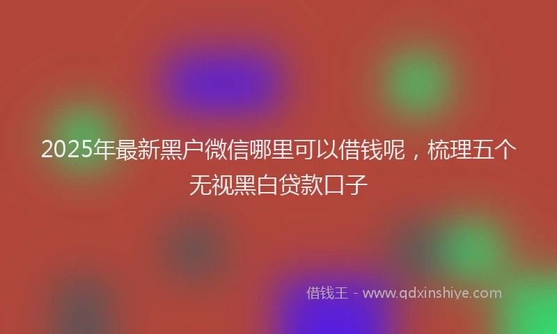 2025年最新黑户微信哪里可以借钱呢，梳理五个无视黑白贷款口子
