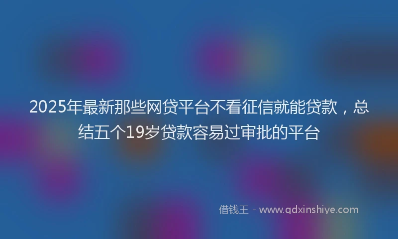 2025年最新那些网贷平台不看征信就能贷款，总结五个19岁贷款容易过审批的平台