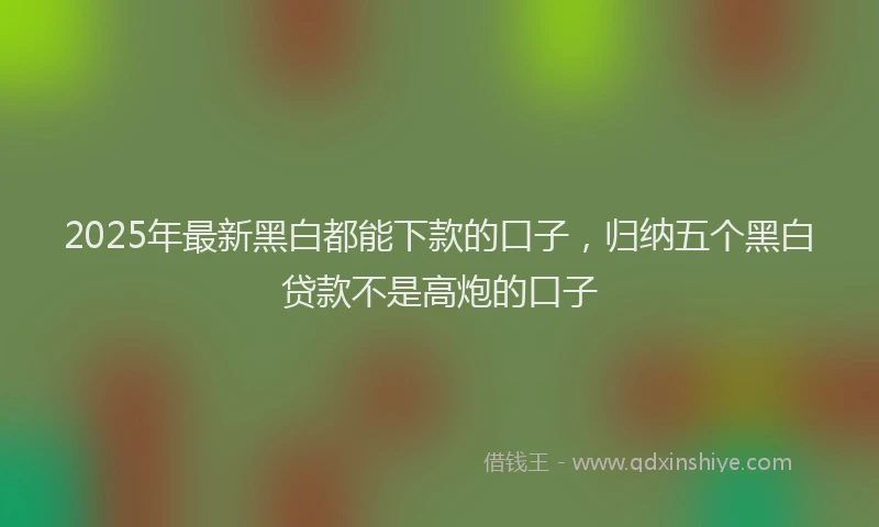 2025年最新黑白都能下款的口子，归纳五个黑白贷款不是高炮的口子