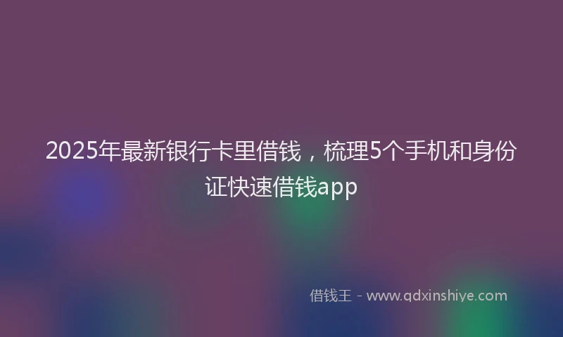 2025年最新银行卡里借钱，梳理5个手机和身份证快速借钱app