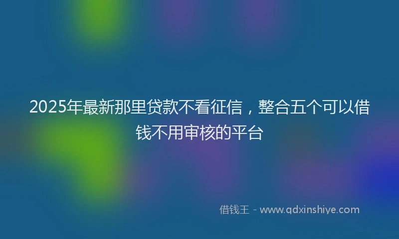 2025年最新那里贷款不看征信，整合五个可以借钱不用审核的平台