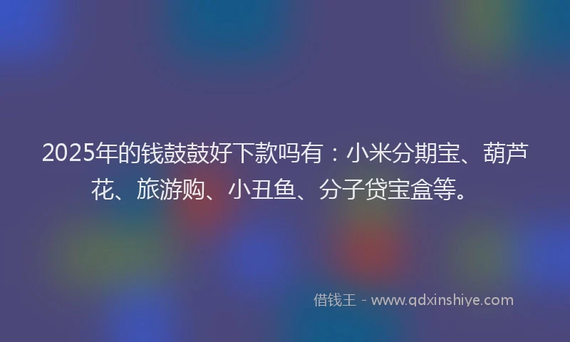 2025年的钱鼓鼓好下款吗有：小米分期宝、葫芦花、旅游购、小丑鱼、分子贷宝盒等。