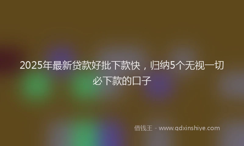2025年最新贷款好批下款快，归纳5个无视一切必下款的口子