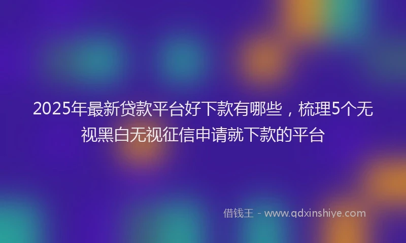 2025年最新贷款平台好下款有哪些，梳理5个无视黑白无视征信申请就下款的平台