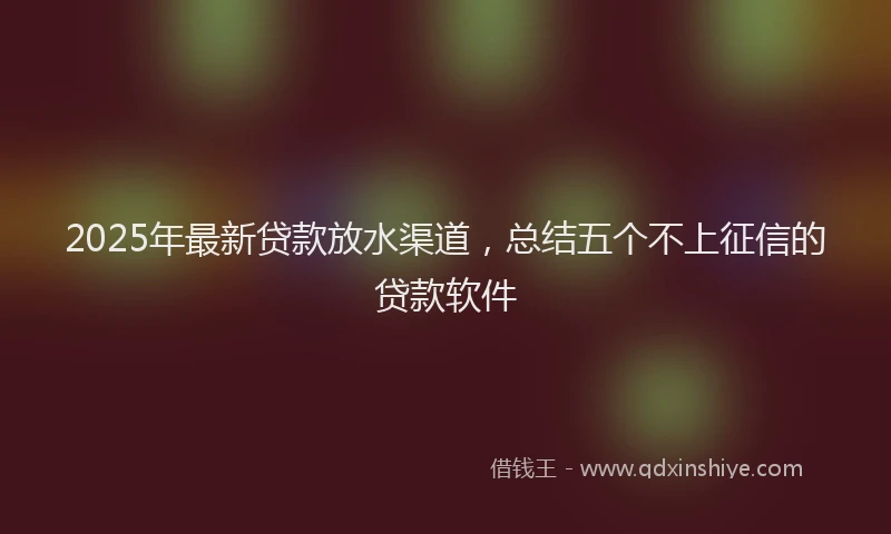 2025年最新贷款放水渠道，总结五个不上征信的贷款软件
