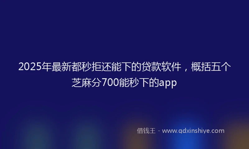 2025年最新都秒拒还能下的贷款软件，概括五个芝麻分700能秒下的app