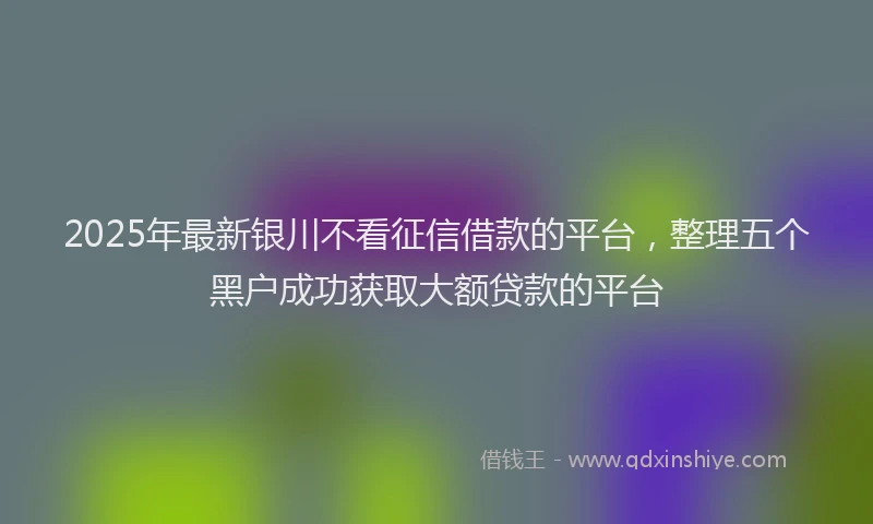 2025年最新银川不看征信借款的平台，整理五个黑户成功获取大额贷款的平台