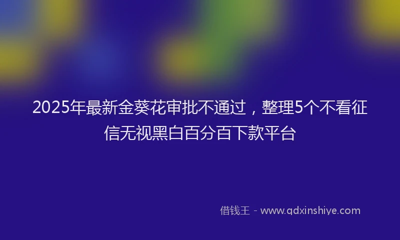 2025年最新金葵花审批不通过，整理5个不看征信无视黑白百分百下款平台