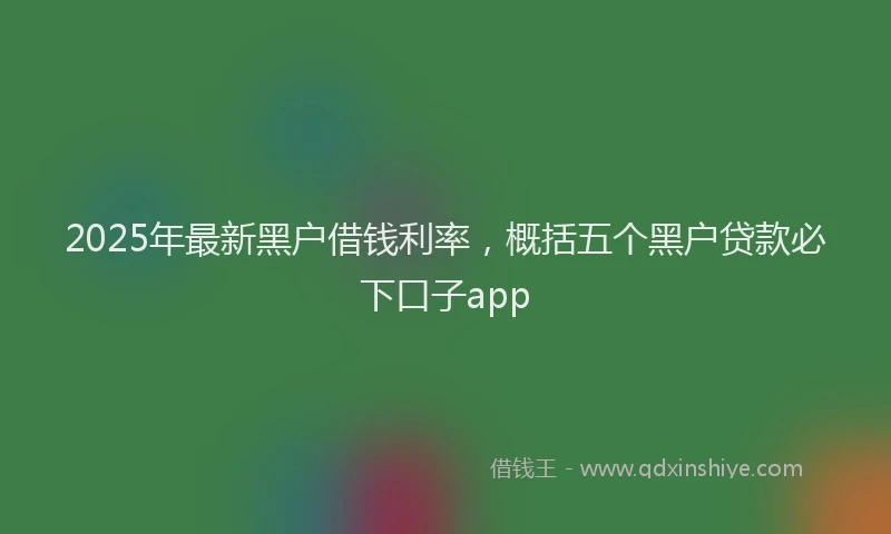 2025年最新黑户借钱利率，概括五个黑户贷款必下口子app