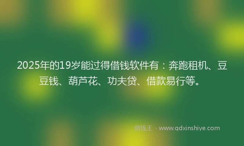 2025年的19岁能过得借钱软件有：奔跑租机、豆豆钱、葫芦花、功夫贷、借款易行等。