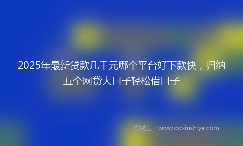 2025年最新贷款几千元哪个平台好下款快，归纳五个网贷大口子轻松借口子