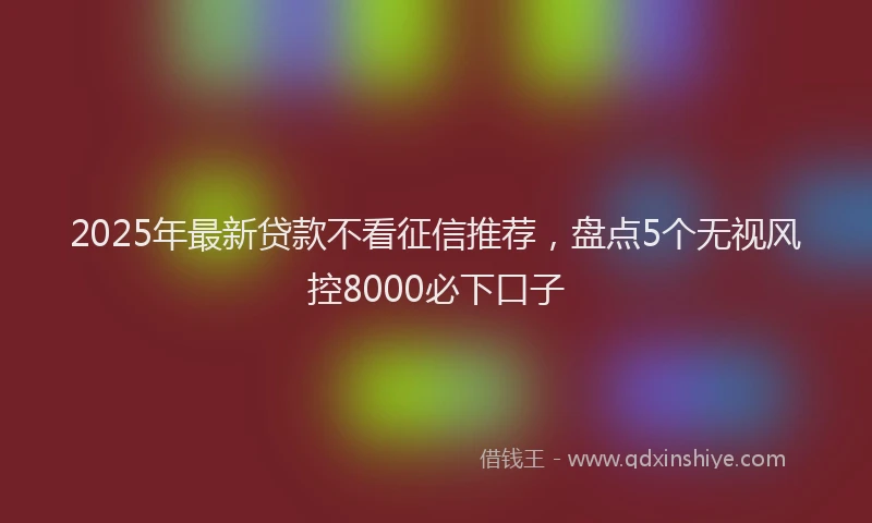 2025年最新贷款不看征信推荐，盘点5个无视风控8000必下口子