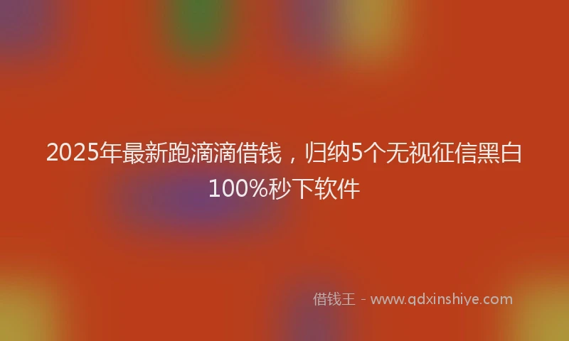 2025年最新跑滴滴借钱，归纳5个无视征信黑白100%秒下软件