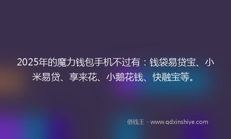 2025年的魔力钱包手机不过有：钱袋易贷宝、小米易贷、享来花、小鹅花钱、快融宝等。