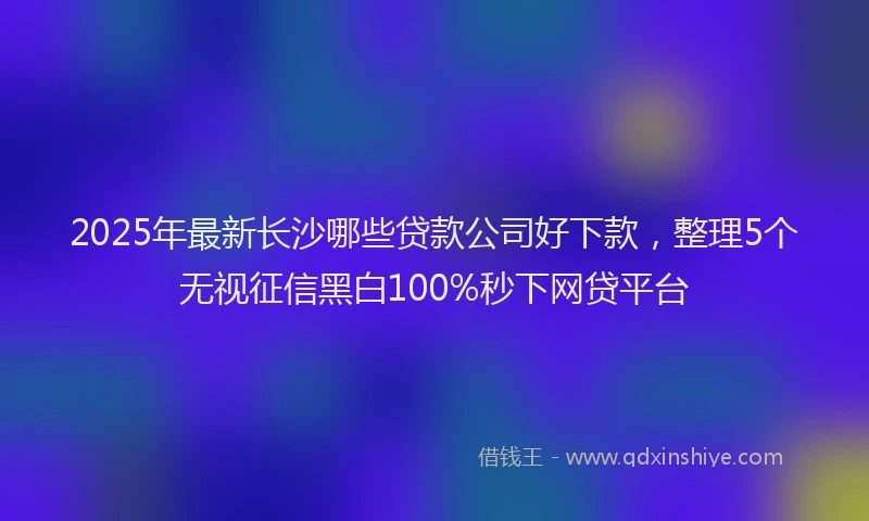 2025年最新长沙哪些贷款公司好下款，整理5个无视征信黑白100%秒下网贷平台
