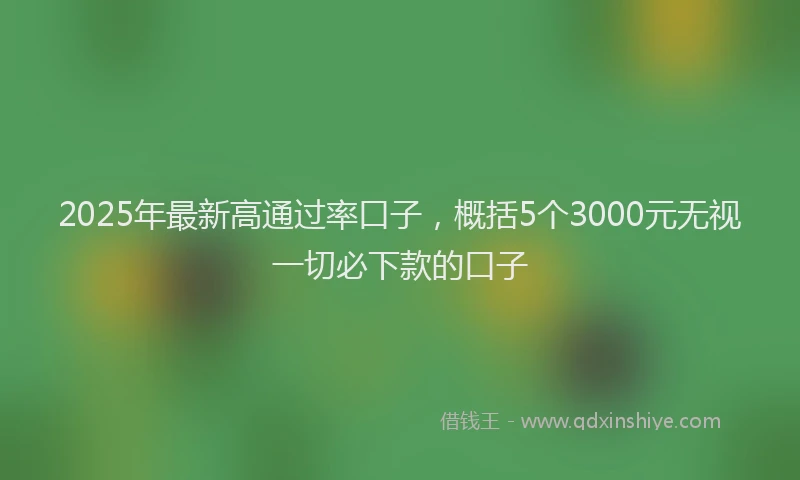 2025年最新高通过率口子，概括5个3000元无视一切必下款的口子