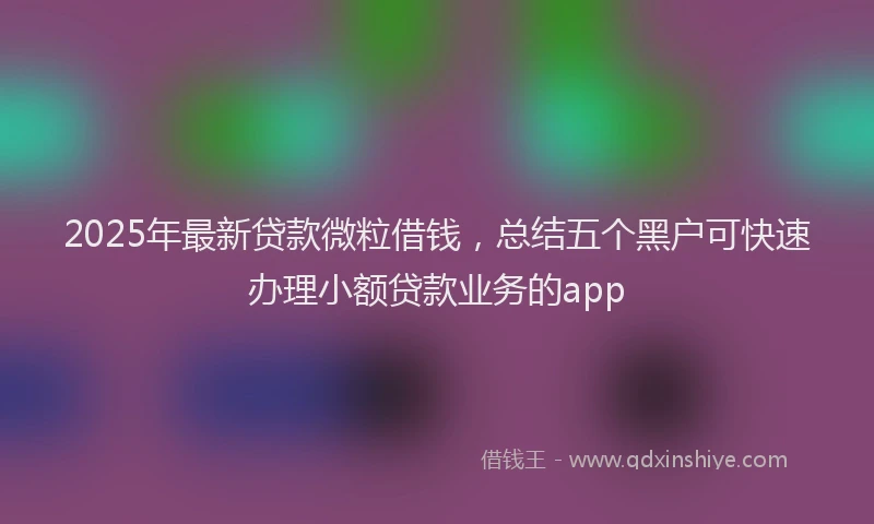 2025年最新贷款微粒借钱，总结五个黑户可快速办理小额贷款业务的app