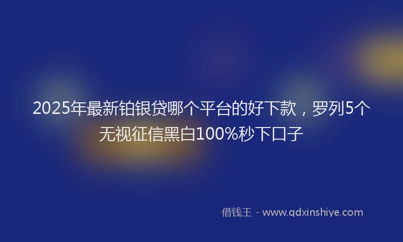 2025年最新铂银贷哪个平台的好下款，罗列5个无视征信黑白100%秒下口子