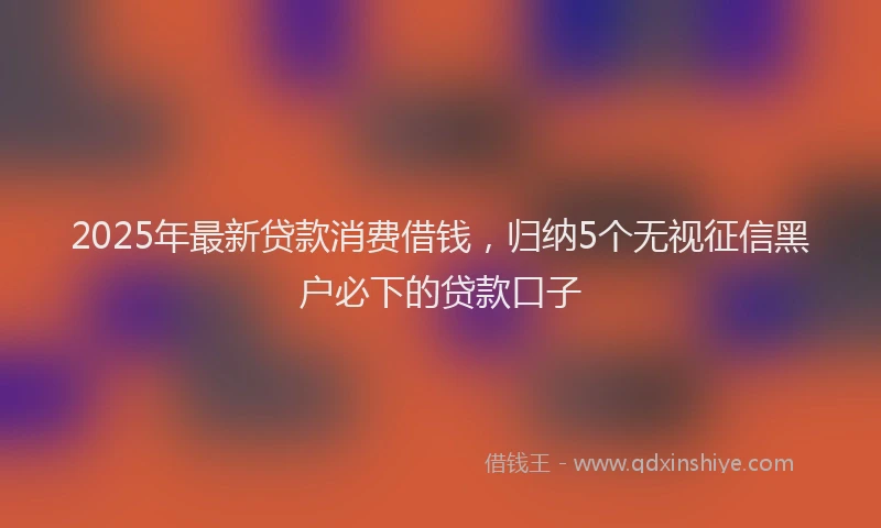 2025年最新贷款消费借钱，归纳5个无视征信黑户必下的贷款口子