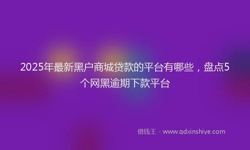 2025年最新黑户商城贷款的平台有哪些，盘点5个网黑逾期下款平台